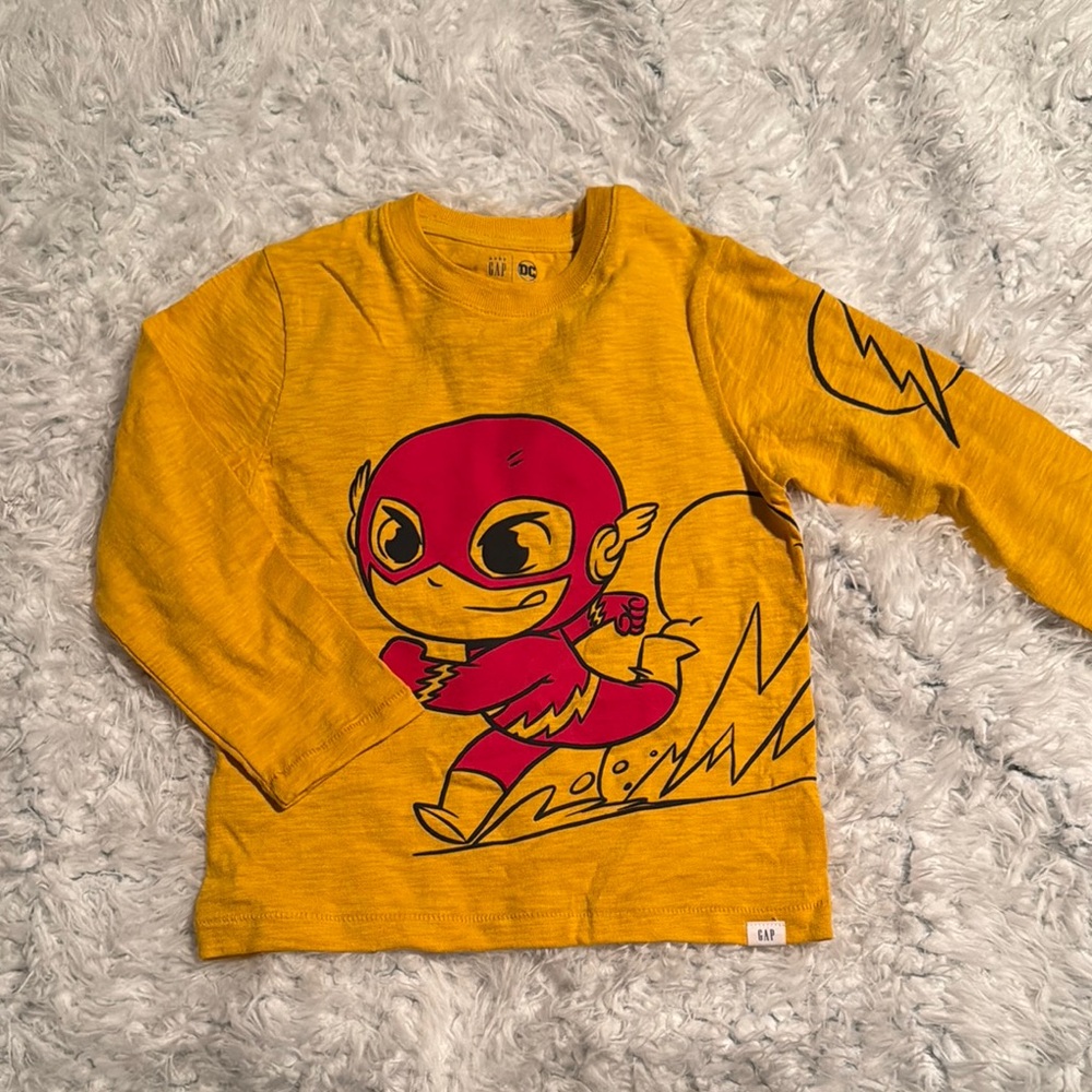 Kids Yellow Superhero Long Sleeve Shirt